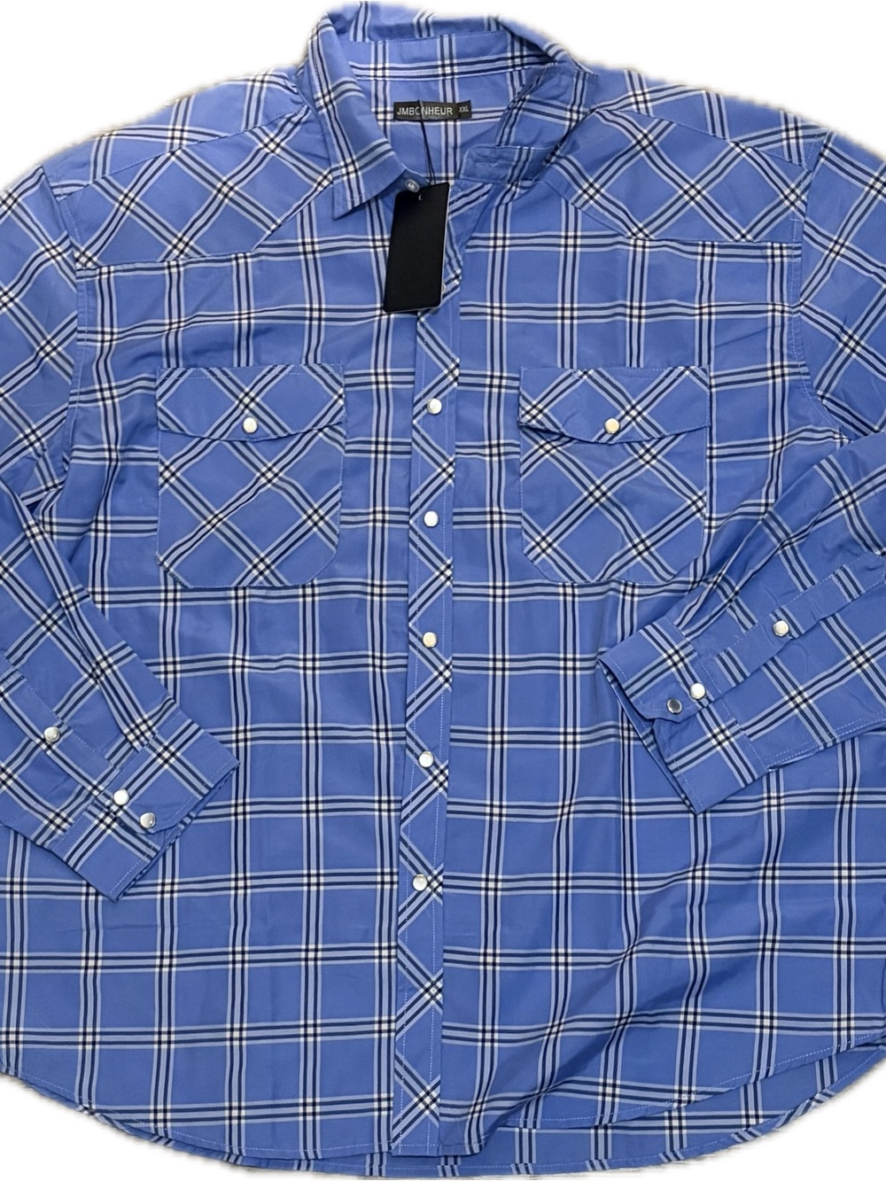 NWT Blue Plaid Men's Button-Up Shirt